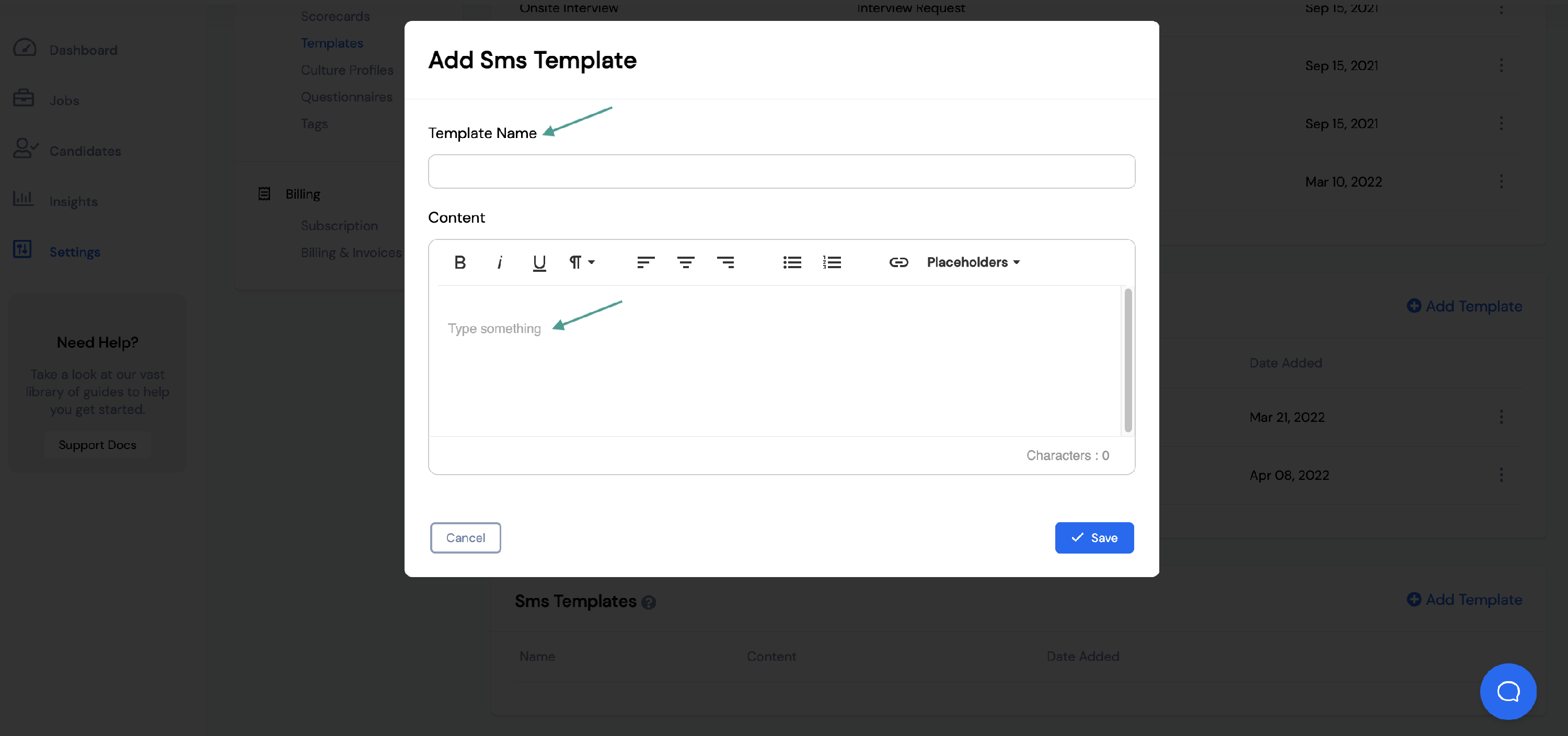 creating-an-sms-template